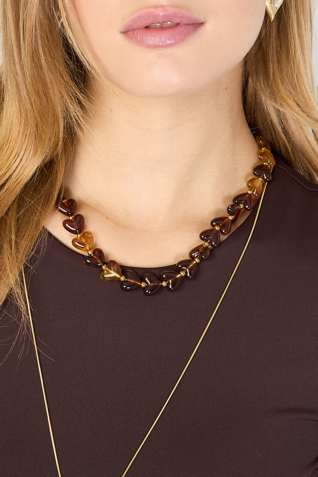 Collar cuentas corazones