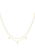 Elegant Multi-Layered Cross Necklace in Silver & Gold