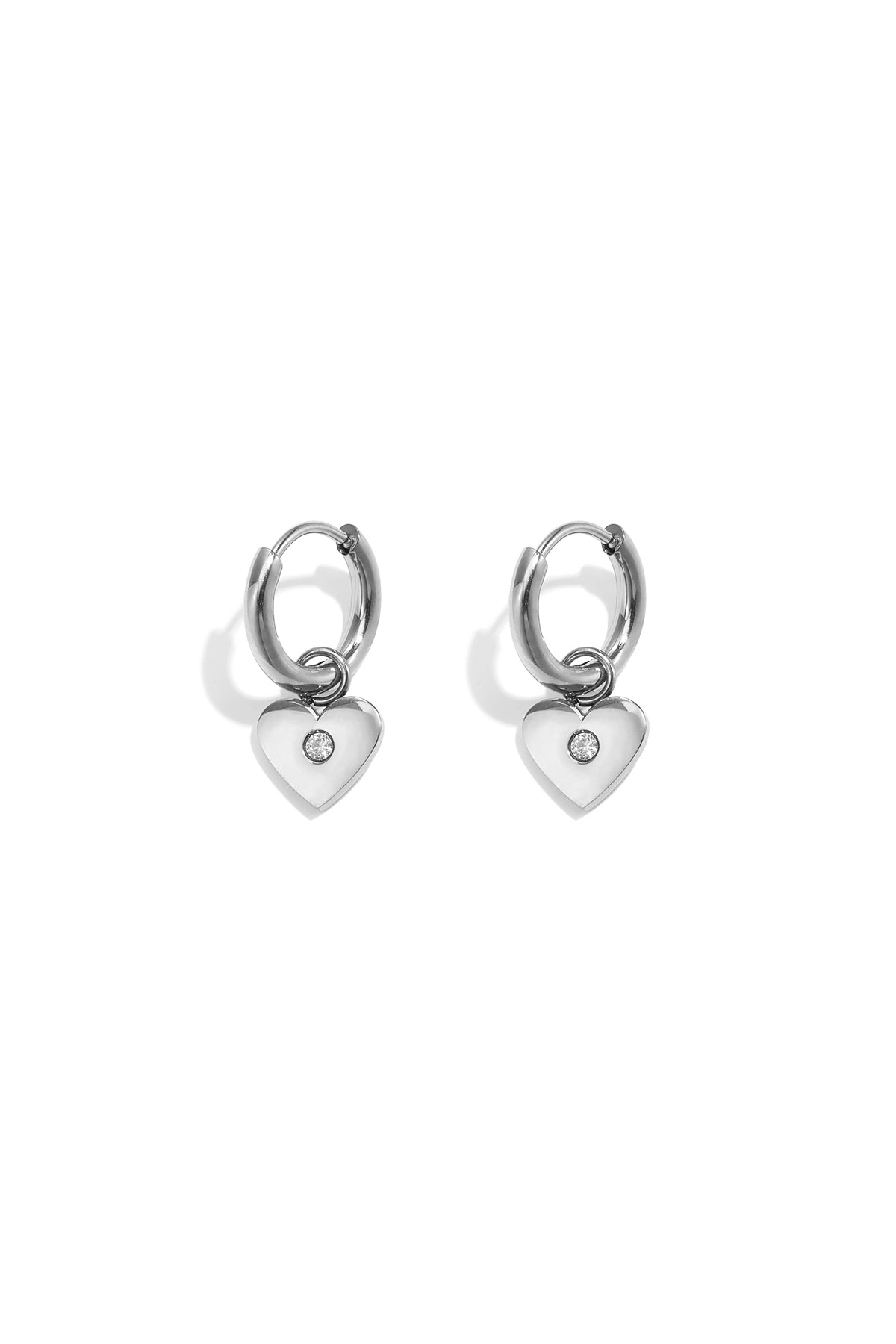 Pendientes colgantes de acero inoxidable chapados en oro de 14 quilates con forma de corazón, de la serie Simple Daily Simple, joyería para mujer.