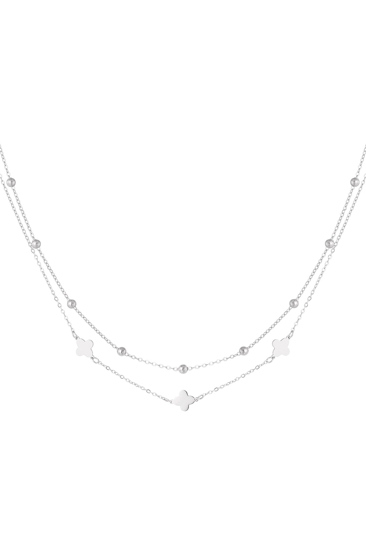 Elegant Multi-Layered Necklace in Silver and Gold