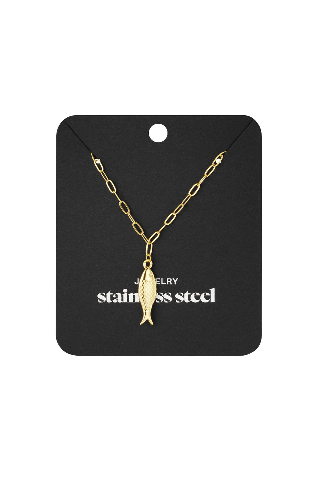 Elegant Gold-Toned Stainless Steel Pendant Necklace