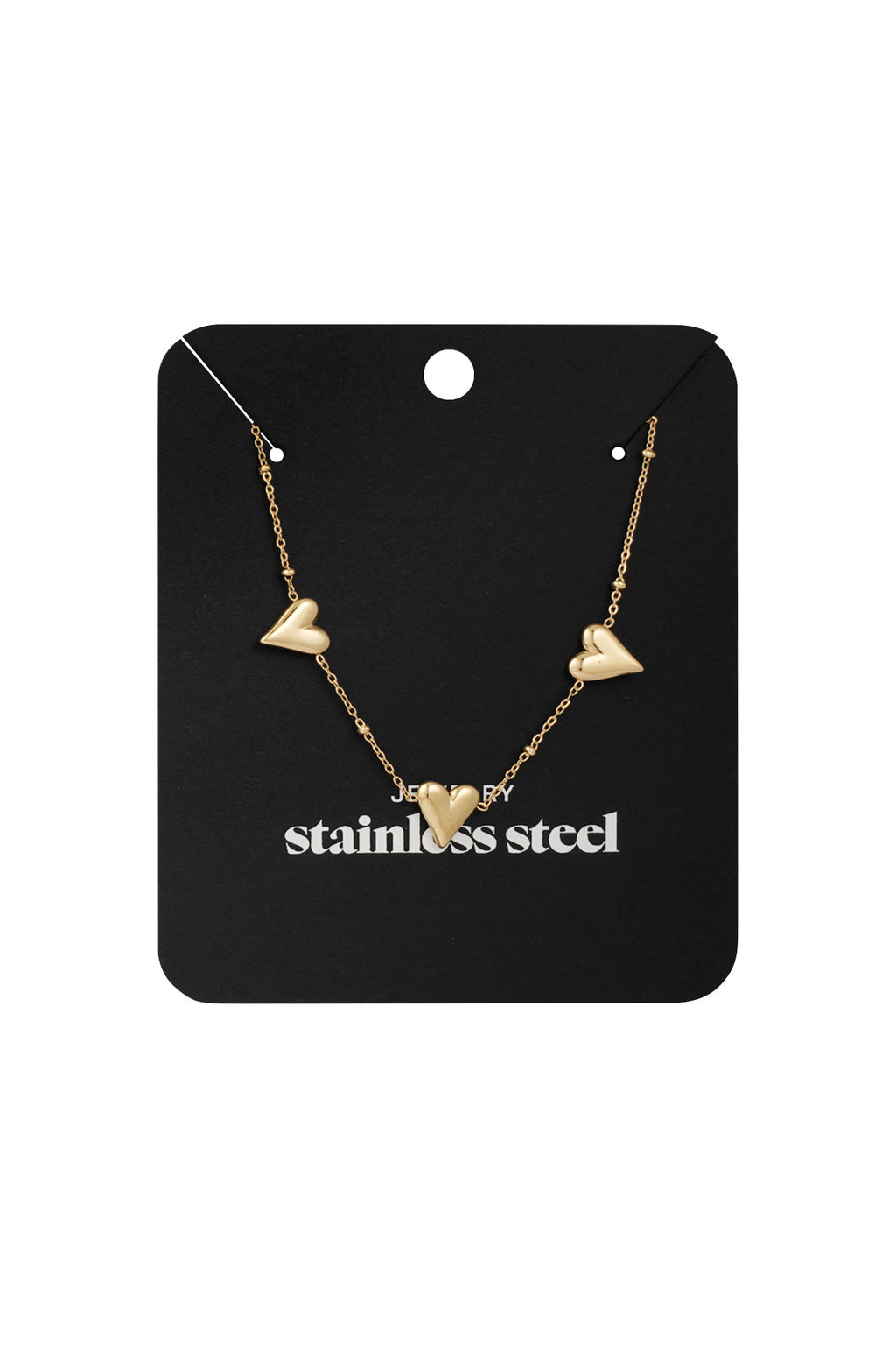 Elegant Stainless Steel Heart Necklace, Silver & Gold
