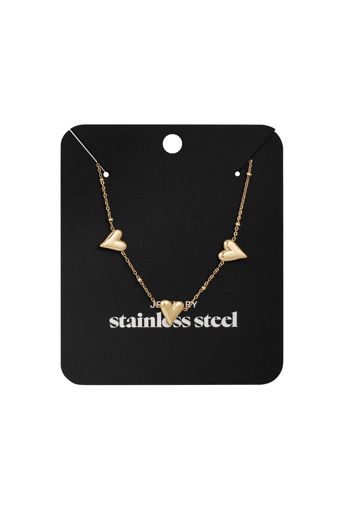 Elegant Stainless Steel Heart Necklace, Silver & Gold