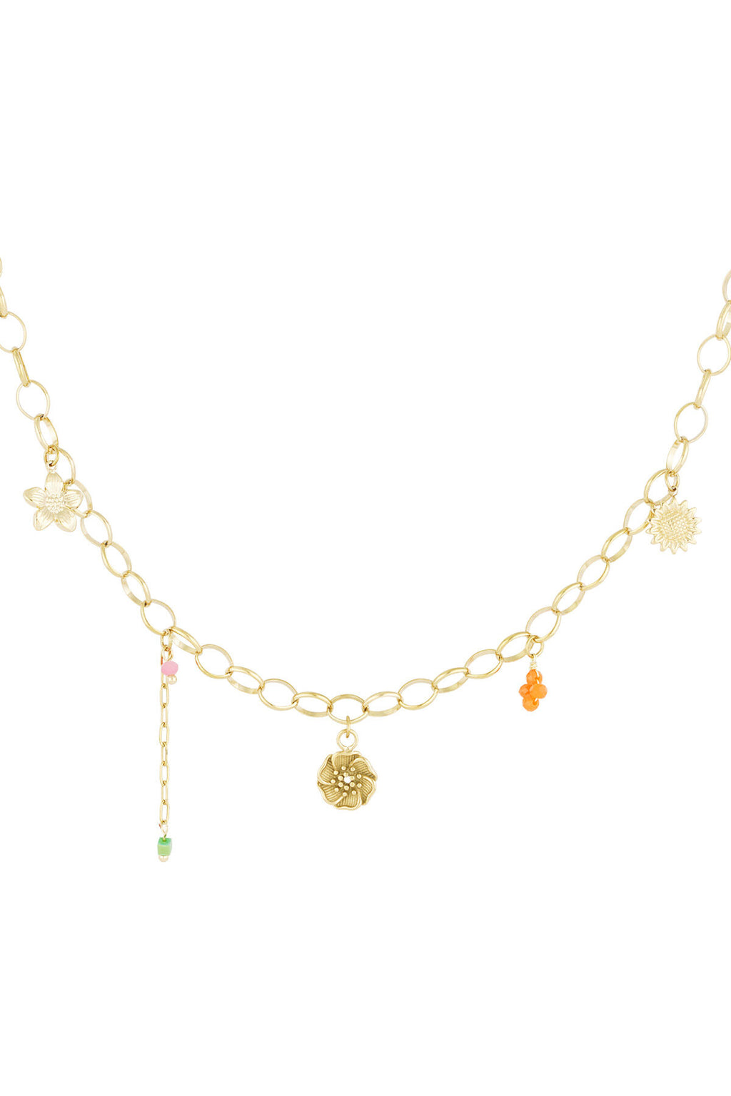 Elegant Gold Color Flower Pendant Necklace for Daily Wear