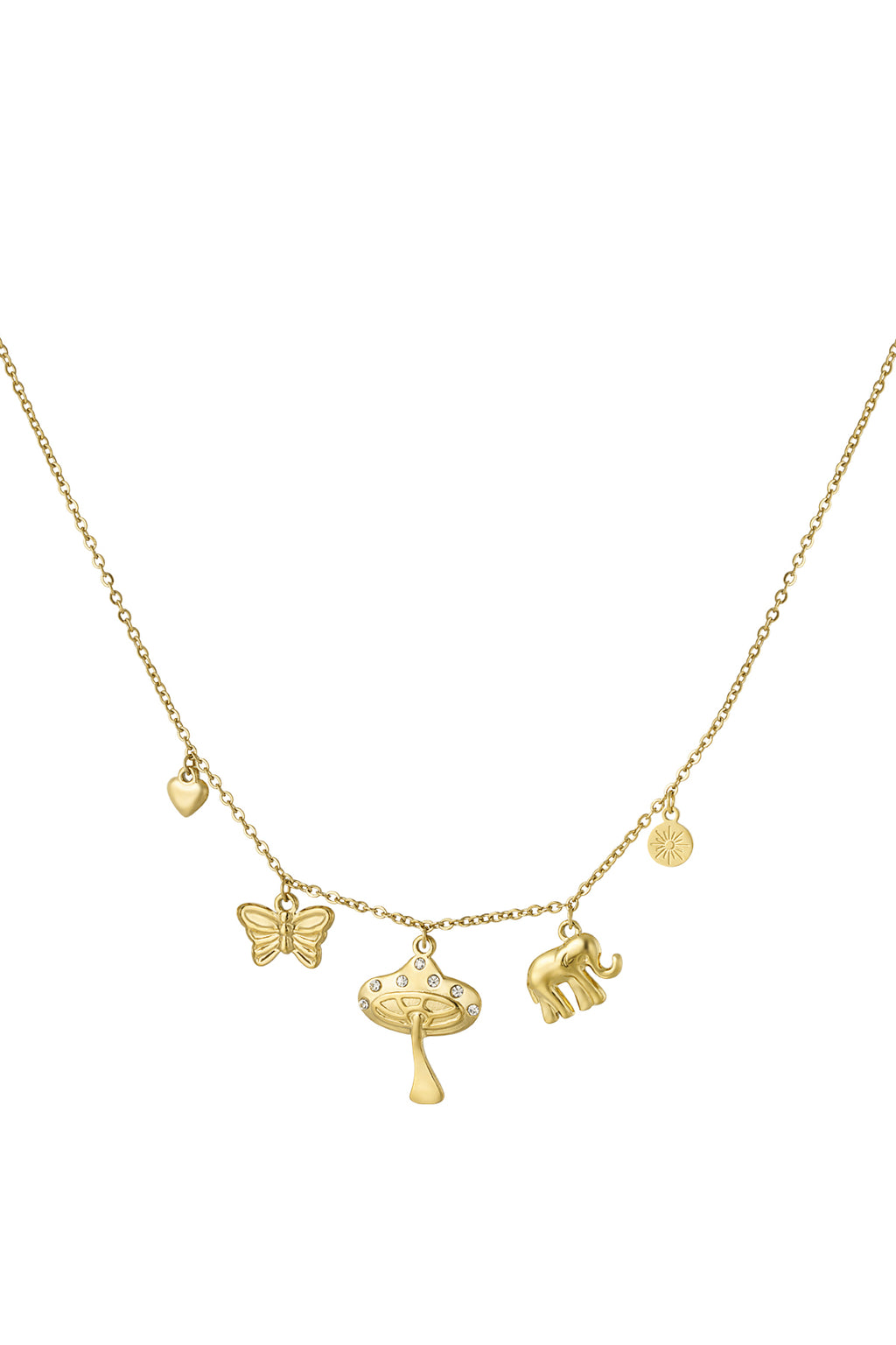 Elegant Heart & Butterfly Pendant Necklace - All Fit