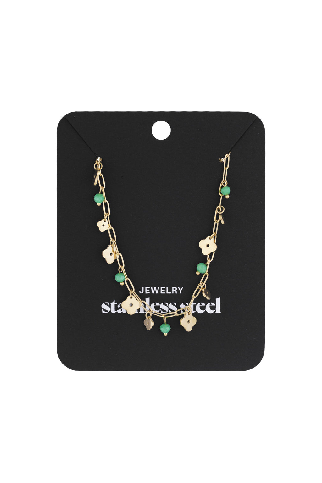 Collar trébol básico - Color oro verde
