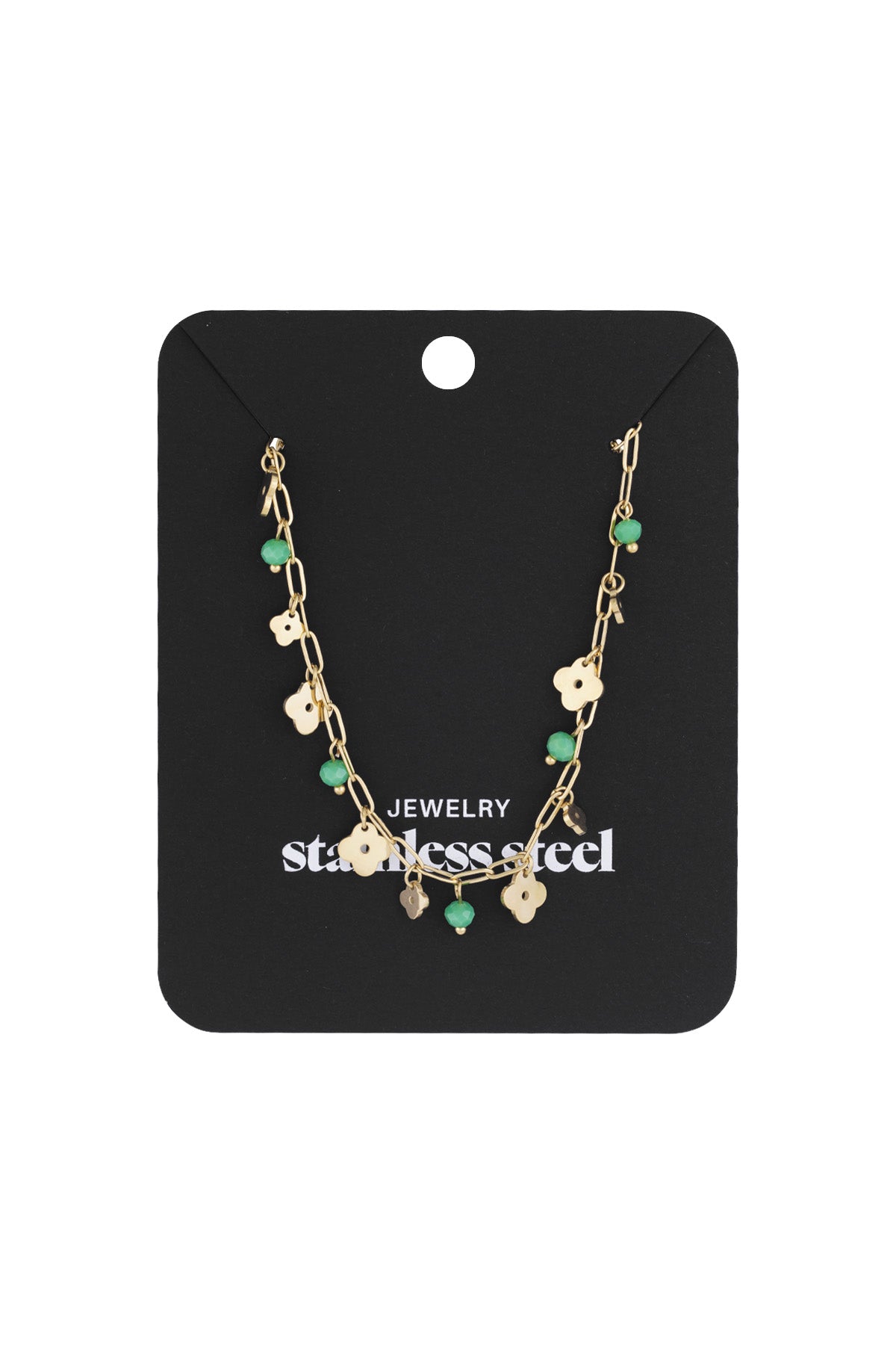 Collar trébol básico - Color oro verde