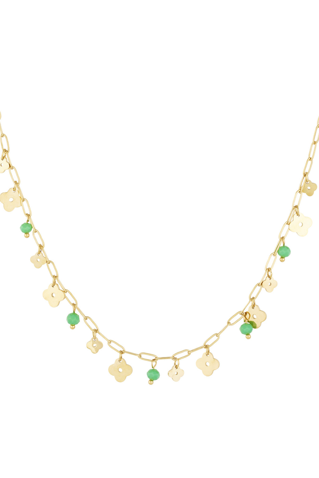 Collar trébol básico - Color oro verde