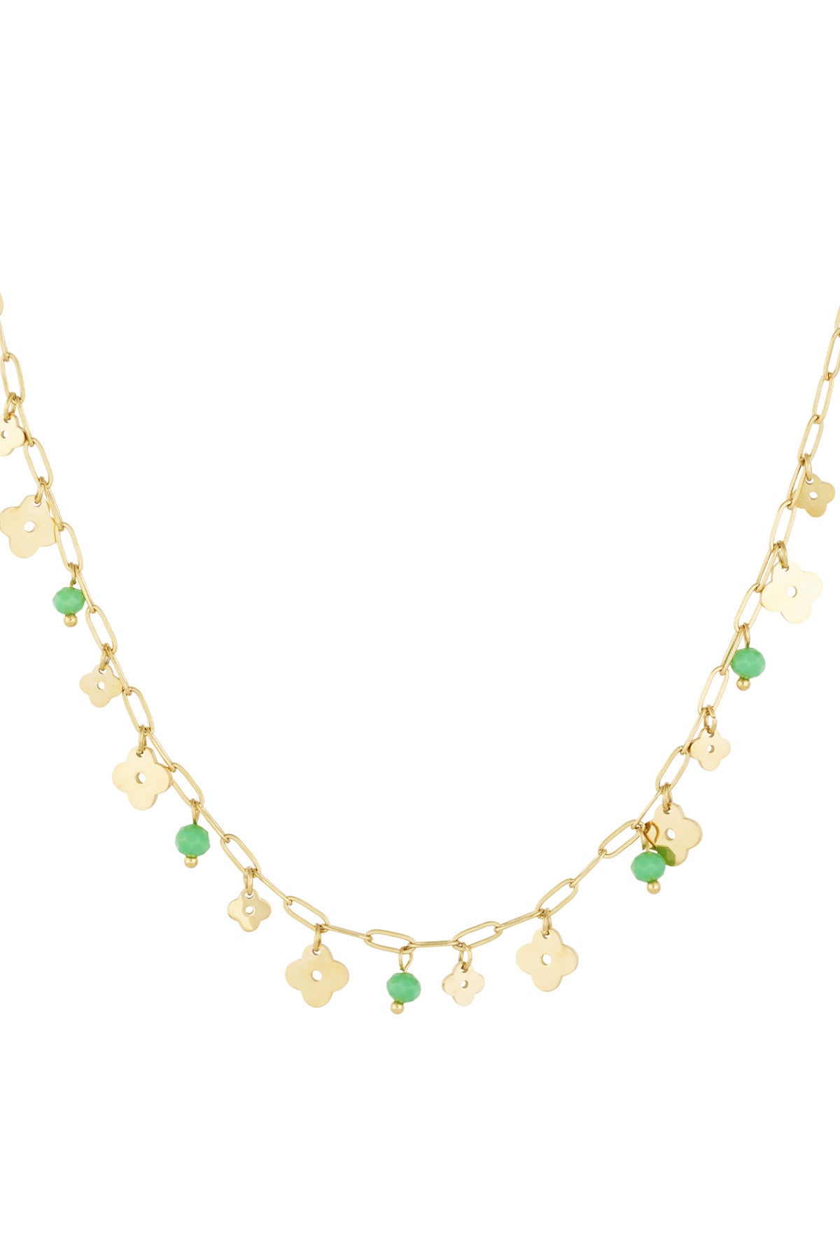Collar trébol básico - Color oro verde
