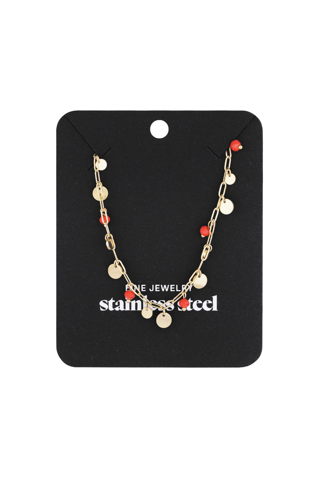 Stylish Stainless Steel Red & Blue Pendant Necklace