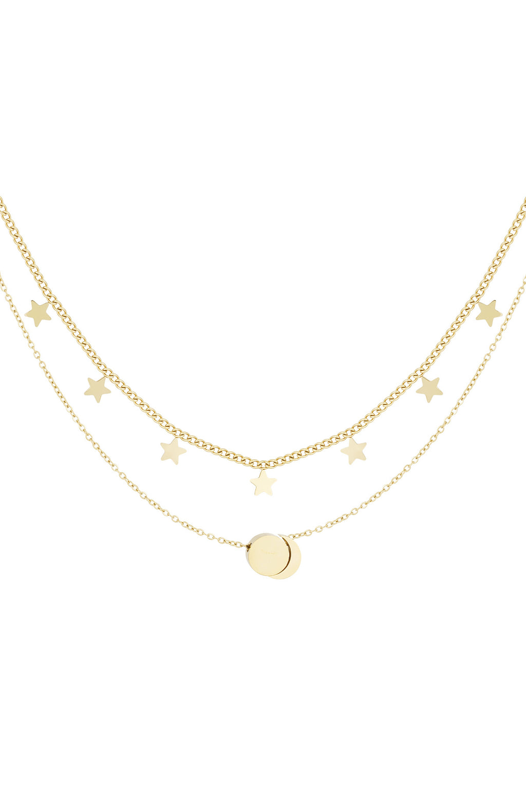 Elegant Star Layered Necklace in Silver & Gold