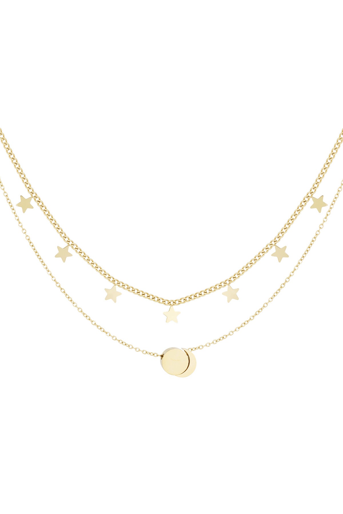 Elegant Star Layered Necklace in Silver & Gold