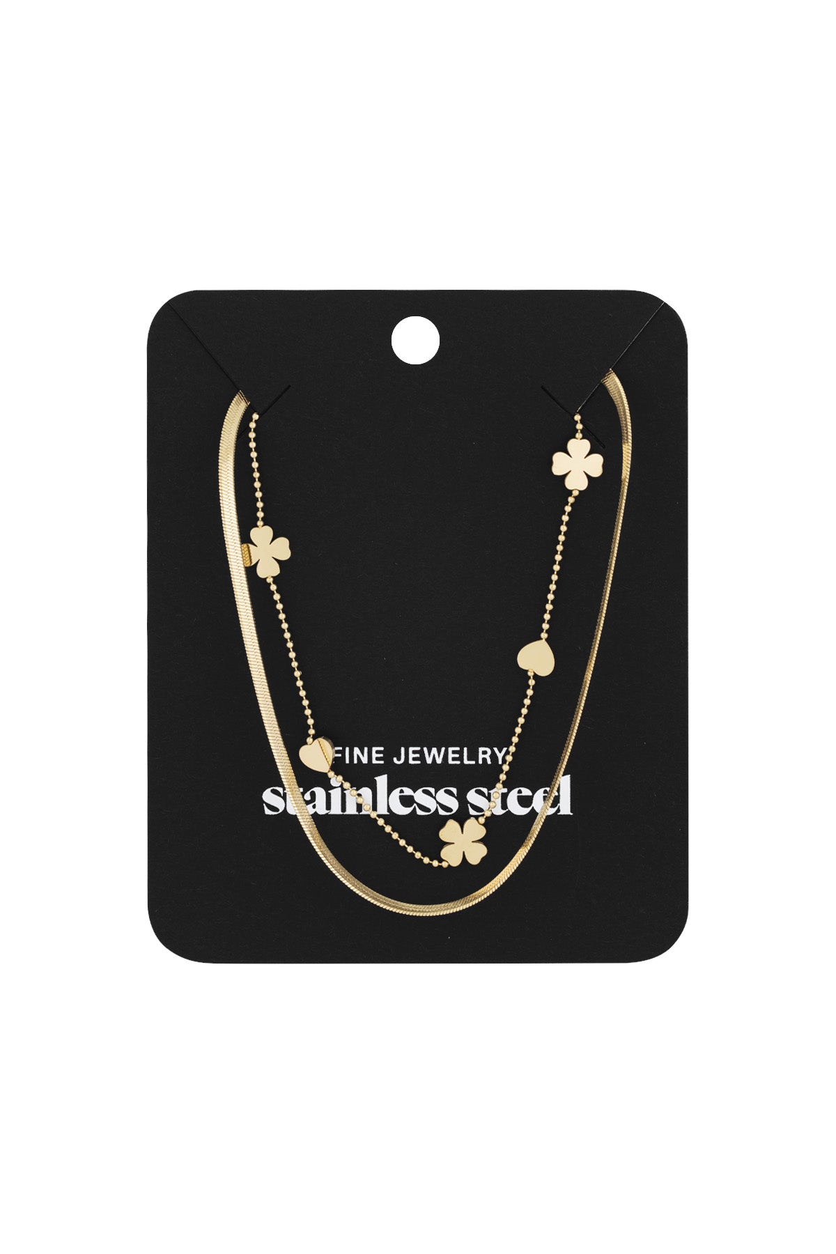 Stylish Multi-Layered Clover Necklace in Silver & Gold