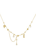 Elegant Irregular Shaped Pendant Necklace - Silver & Gold