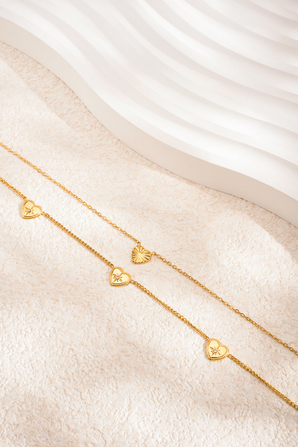 Elegant Multi-Layered Heart Necklace in Silver & Gold