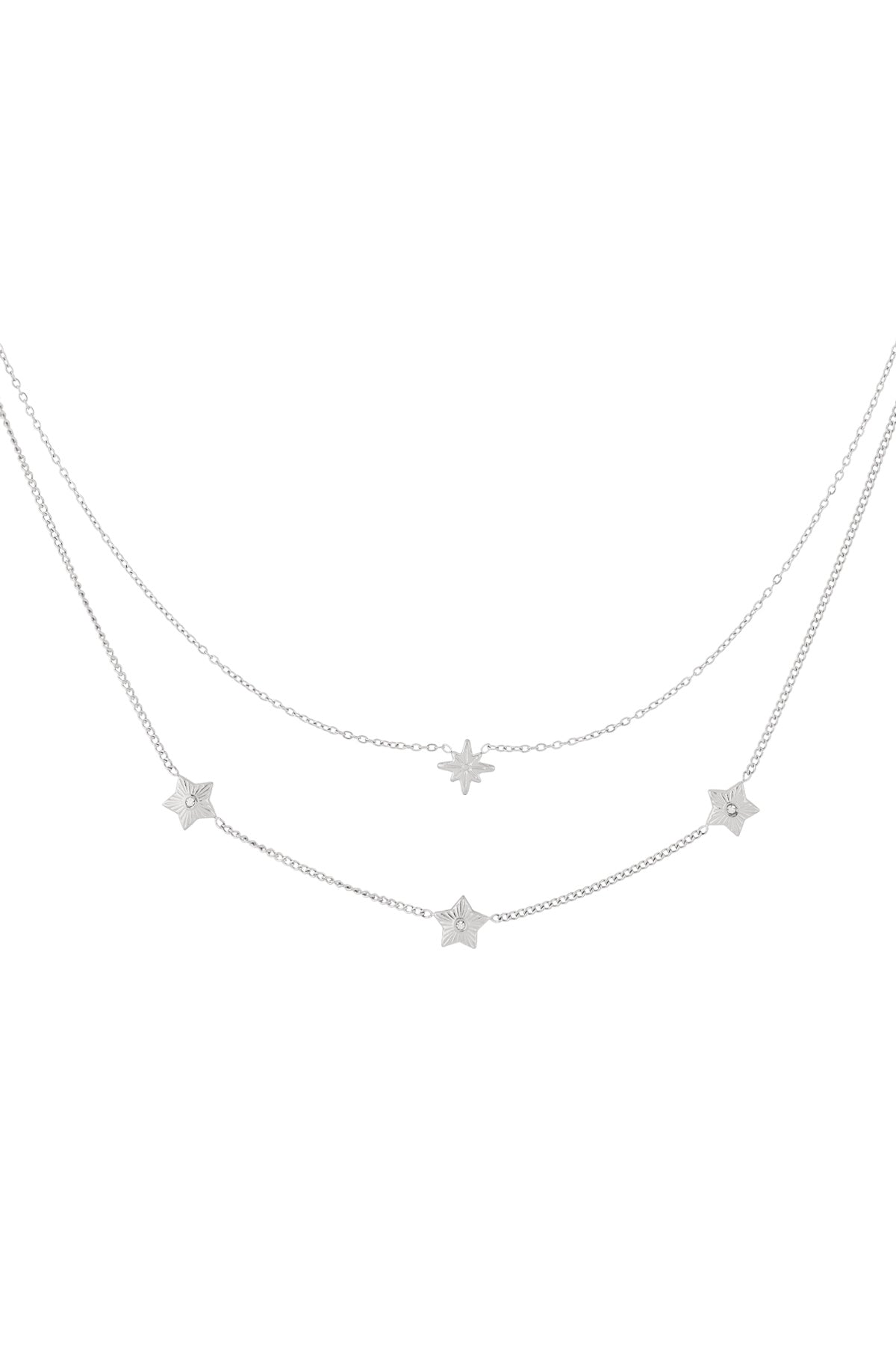 Elegant Star Multi-Layered Necklace for Women - Silver & Gold