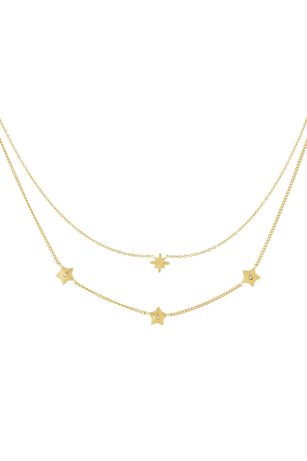 Elegant Star Multi-Layered Necklace for Women - Silver & Gold