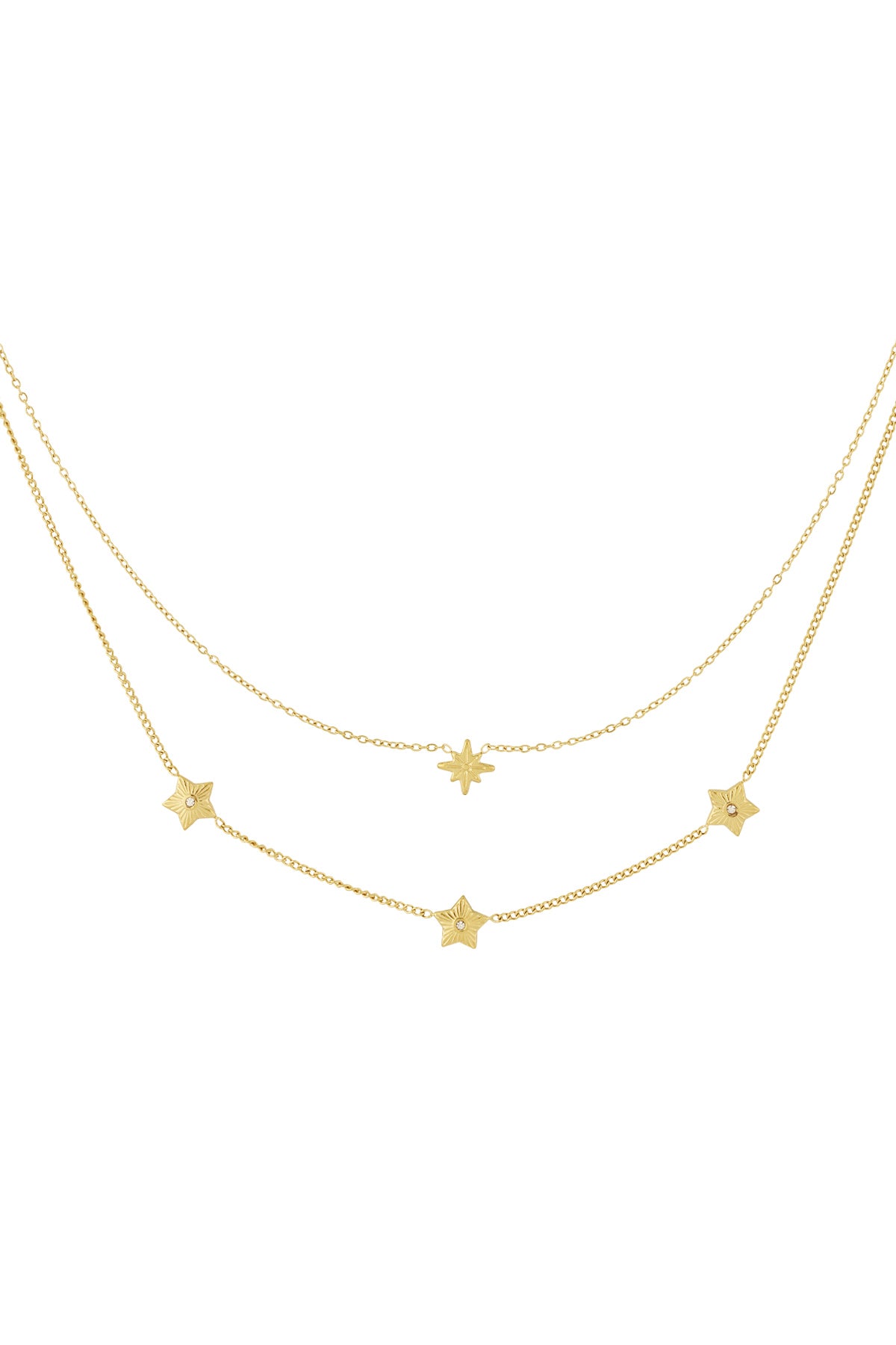 Elegant Star Multi-Layered Necklace for Women - Silver & Gold