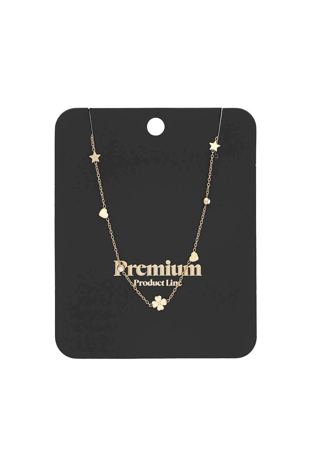 Elegant Rhinestone Clover Necklace in Silver & Gold