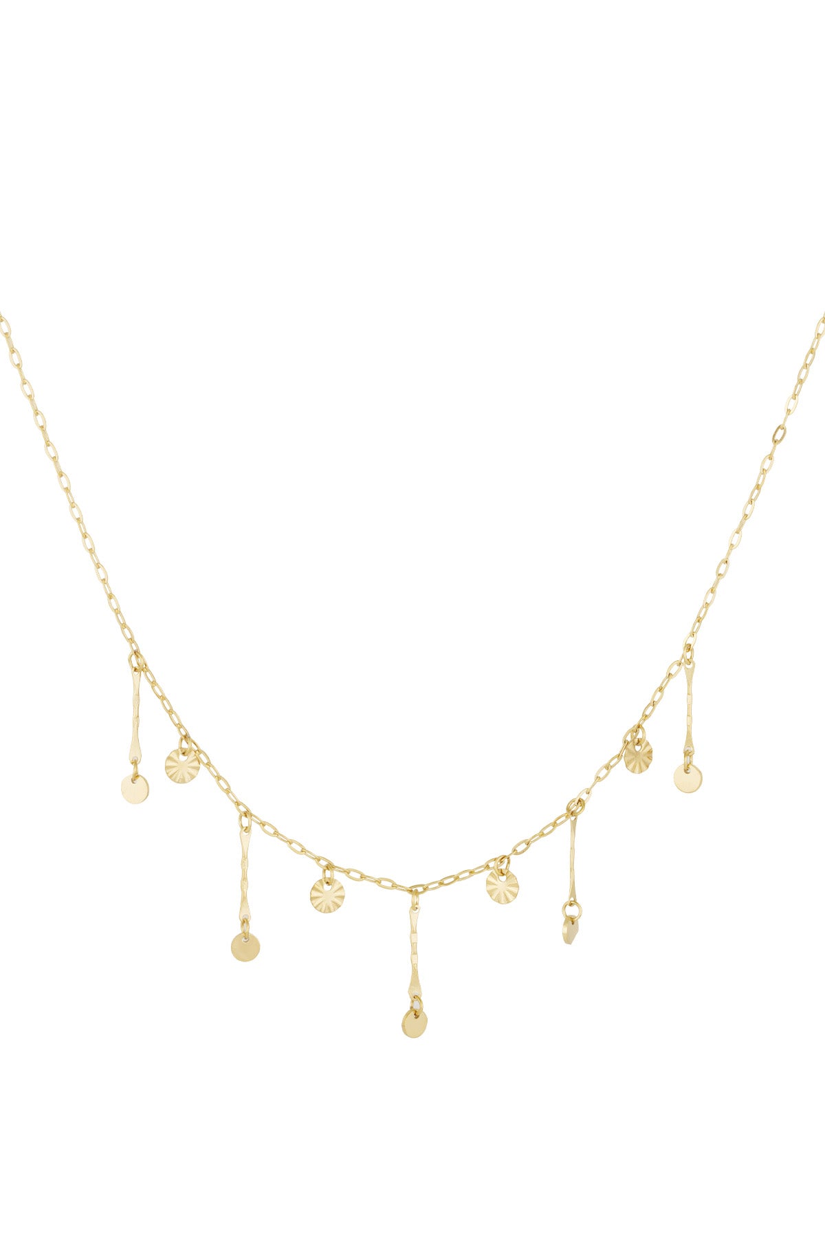 Elegant Irregular Shaped Pendant Necklace - Silver & Gold