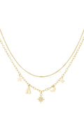 Elegant Multi-Layered Necklace in Silver and Gold
