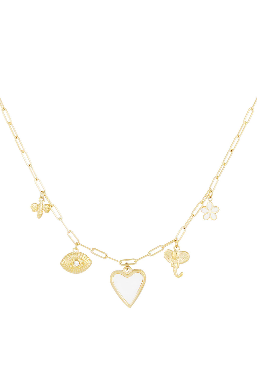 Elegant Heart Pendant Necklace in Silver & Gold