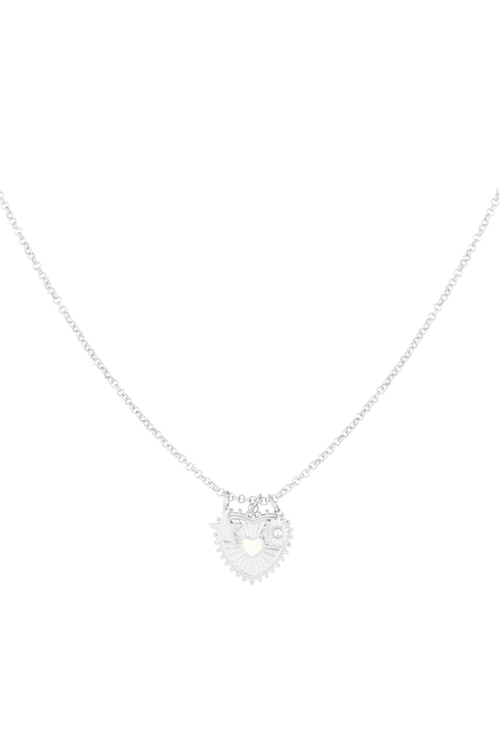 Elegant Heart Pendant Necklace, Pink & Silver, Casual Daily Wear