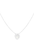 Elegant Heart Pendant Necklace, Pink & Silver, Casual Daily Wear