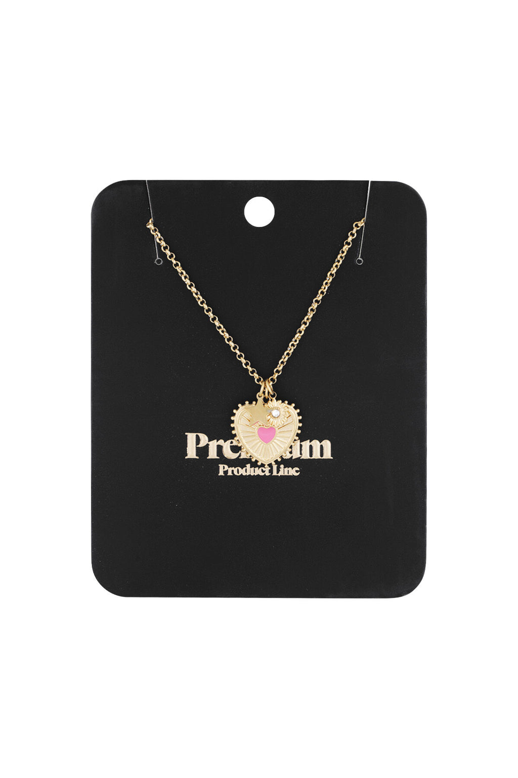 Elegant Heart Pendant Necklace, Pink & Silver, Casual Daily Wear