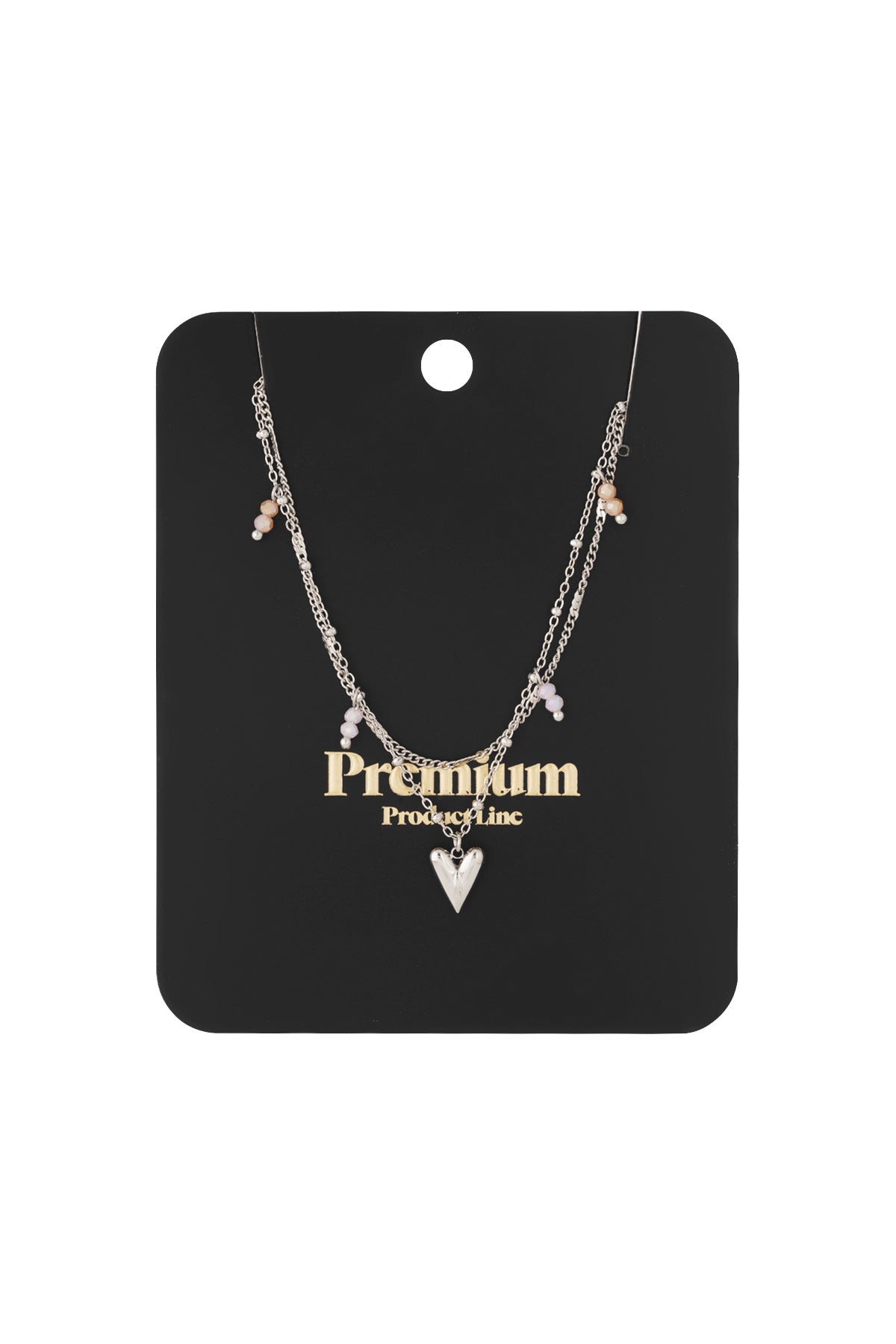 Elegant Multi-Layered Heart Necklace in Silver & Gold