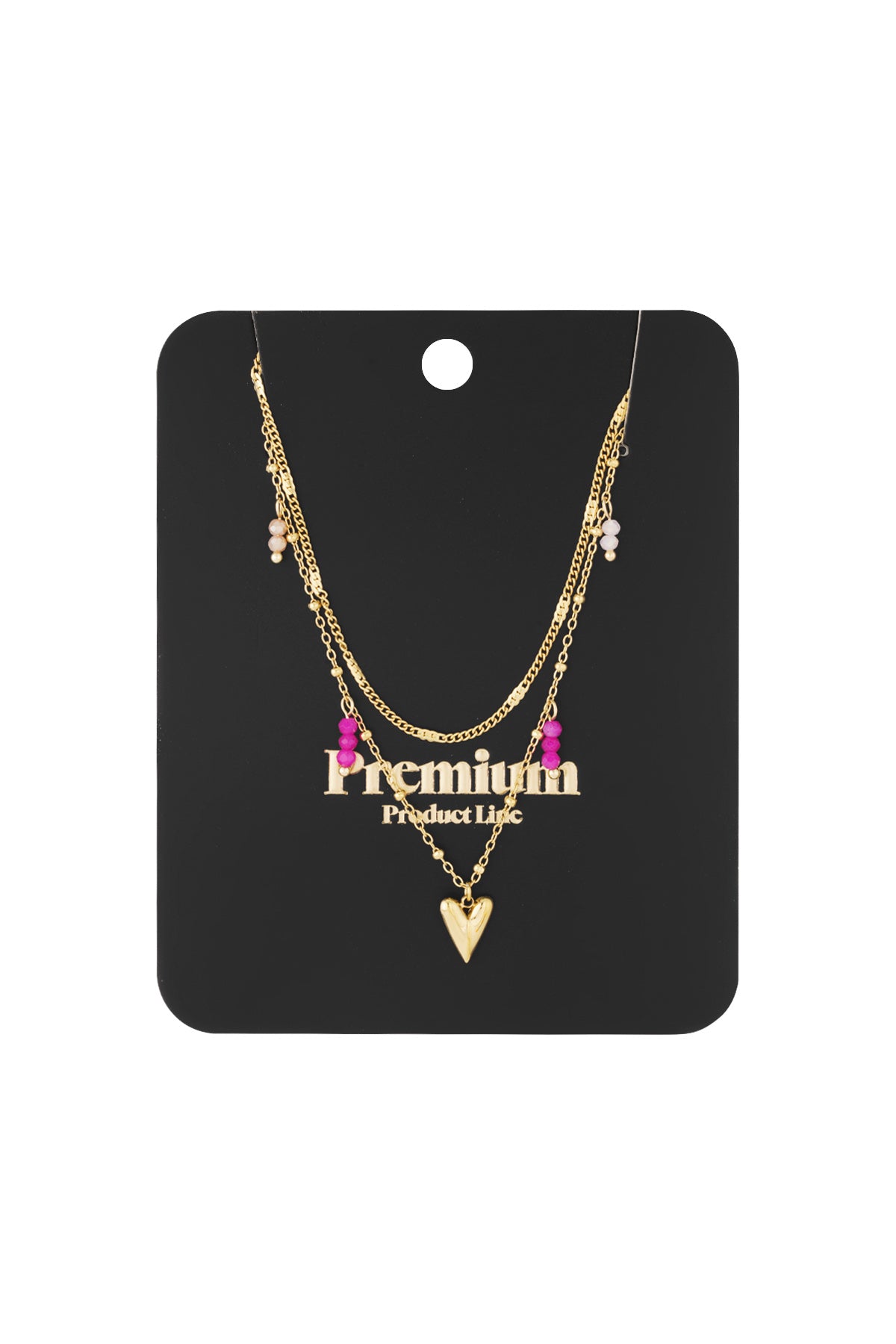 Elegant Multi-Layered Heart Necklace in Silver & Gold