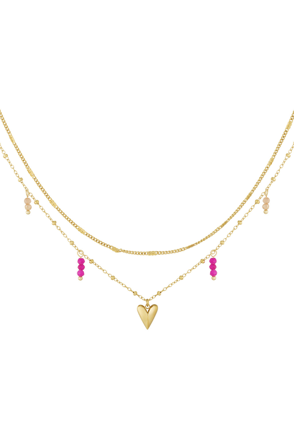 Elegant Multi-Layered Heart Necklace in Silver & Gold