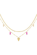 Elegant Multi-Layered Heart Necklace in Silver & Gold