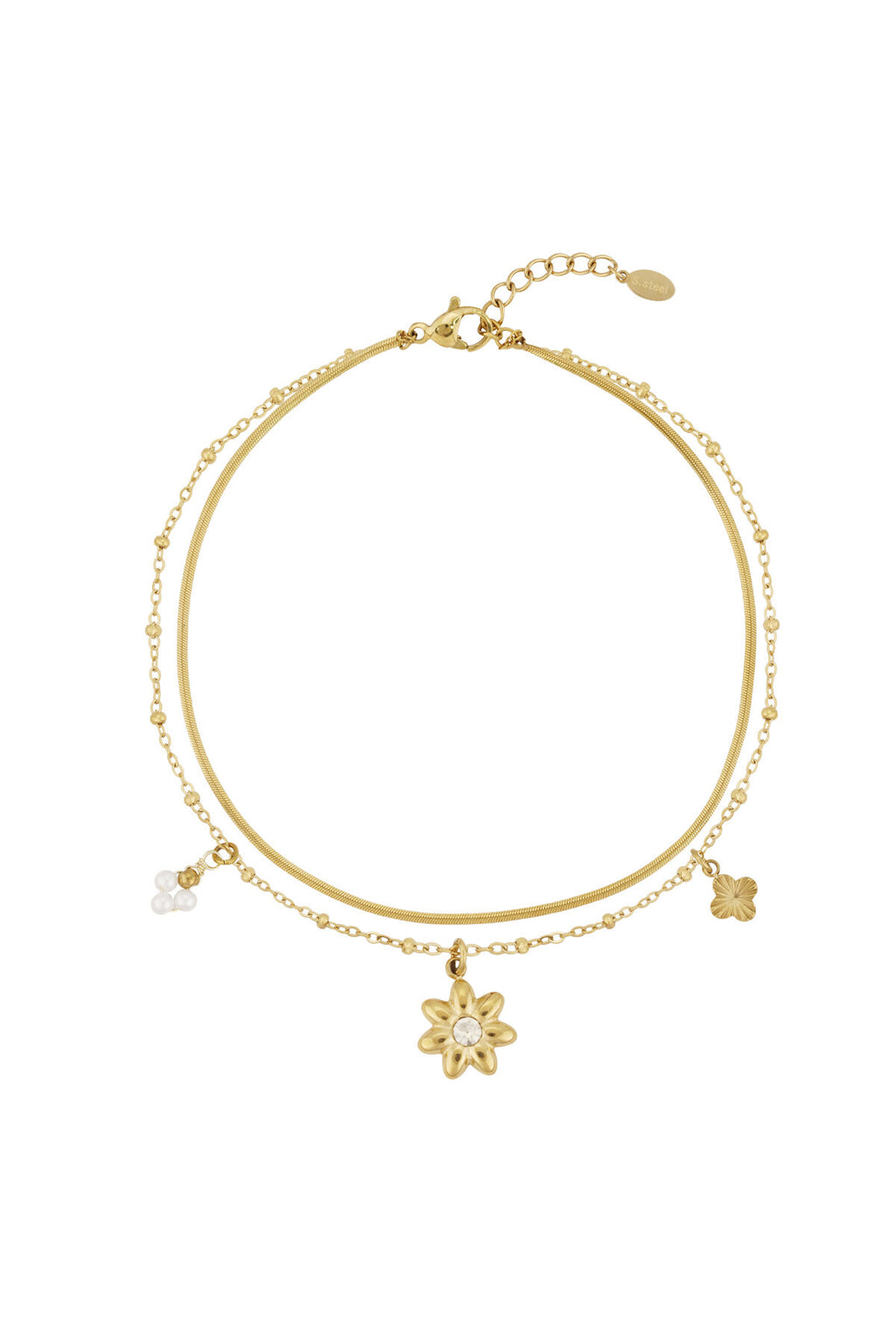 Elegant 14K Gold Plated Flower Ankle Bracelet for Summer
