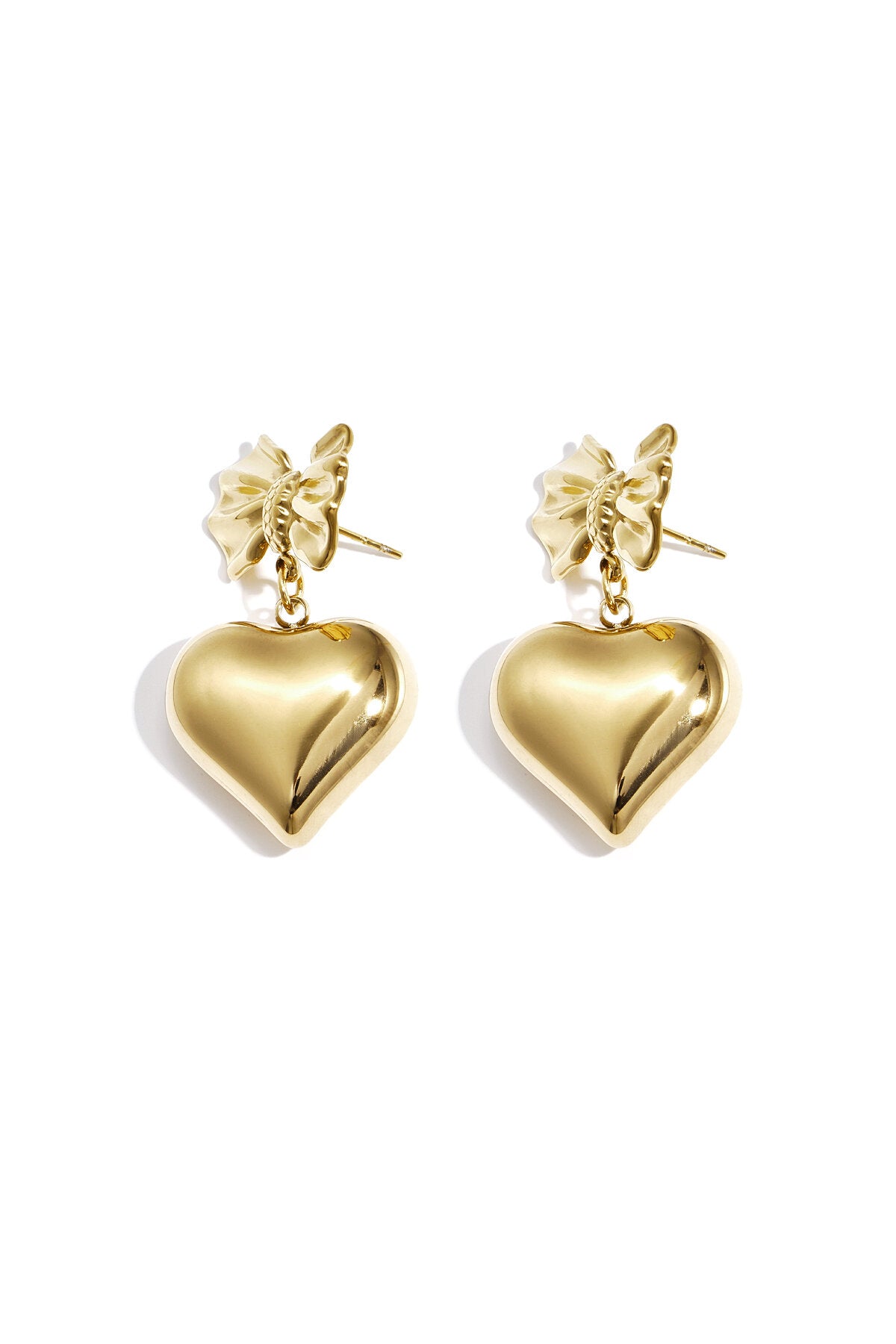 Elegant Heart & Bow Knot Drop Earrings for Women