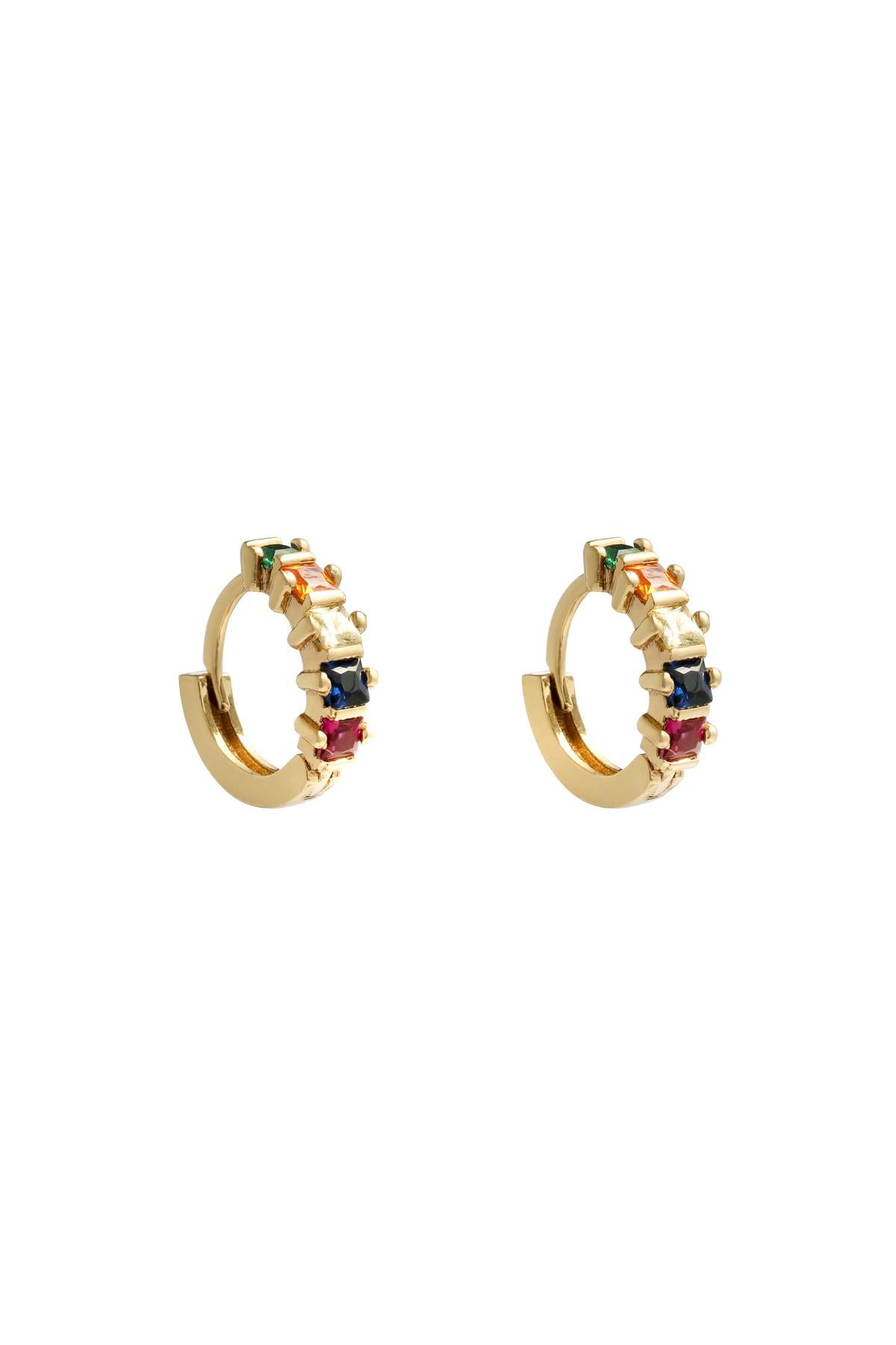 Stylish Gold Hoop Earrings with Rhinestones