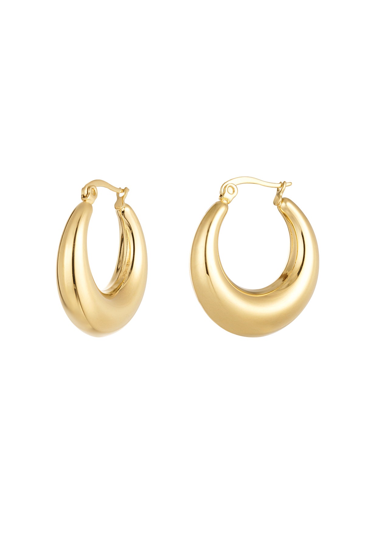 Stylish Stainless Steel Hoop Earrings - Silver & Gold