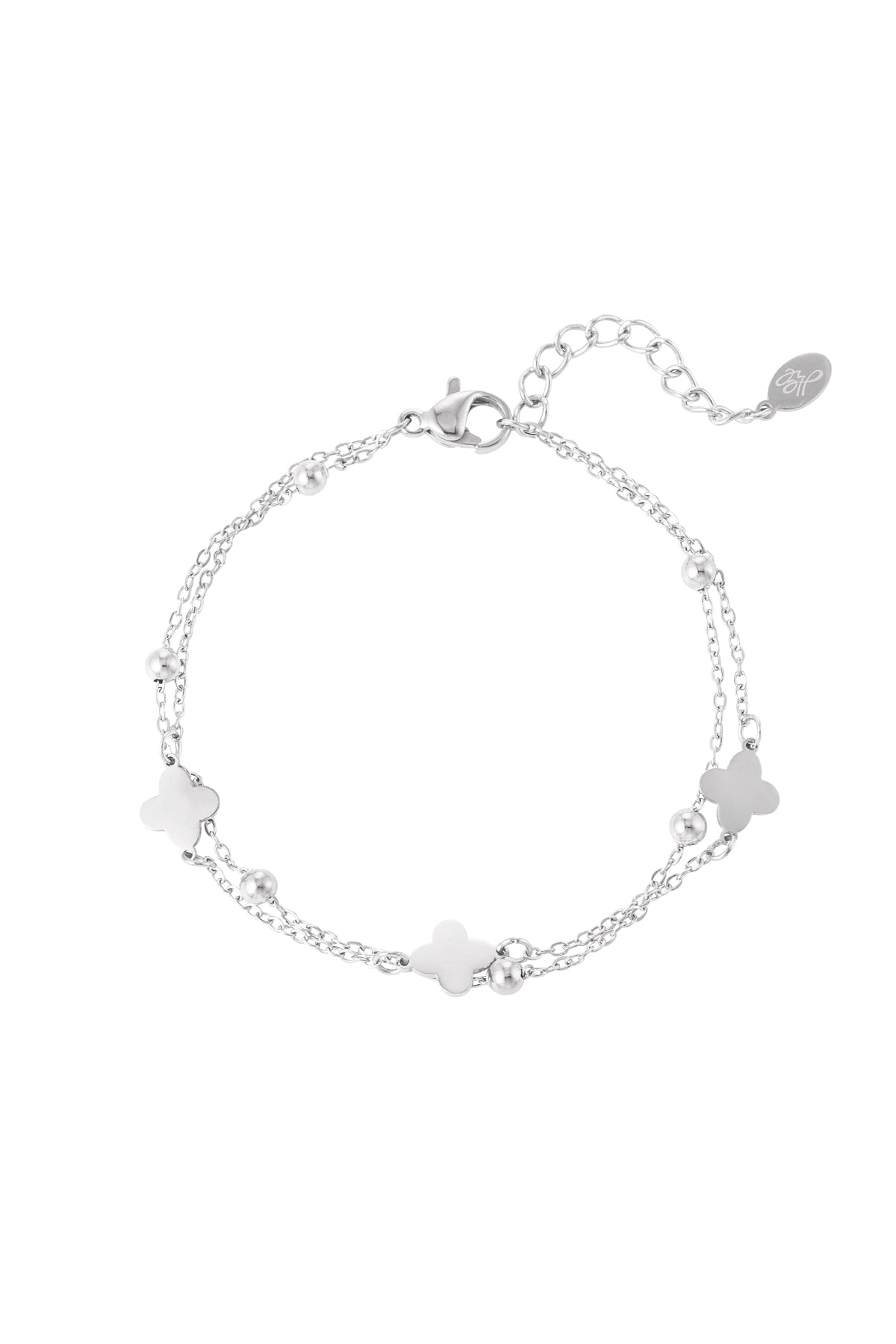 pulsera doble trébol/bolas