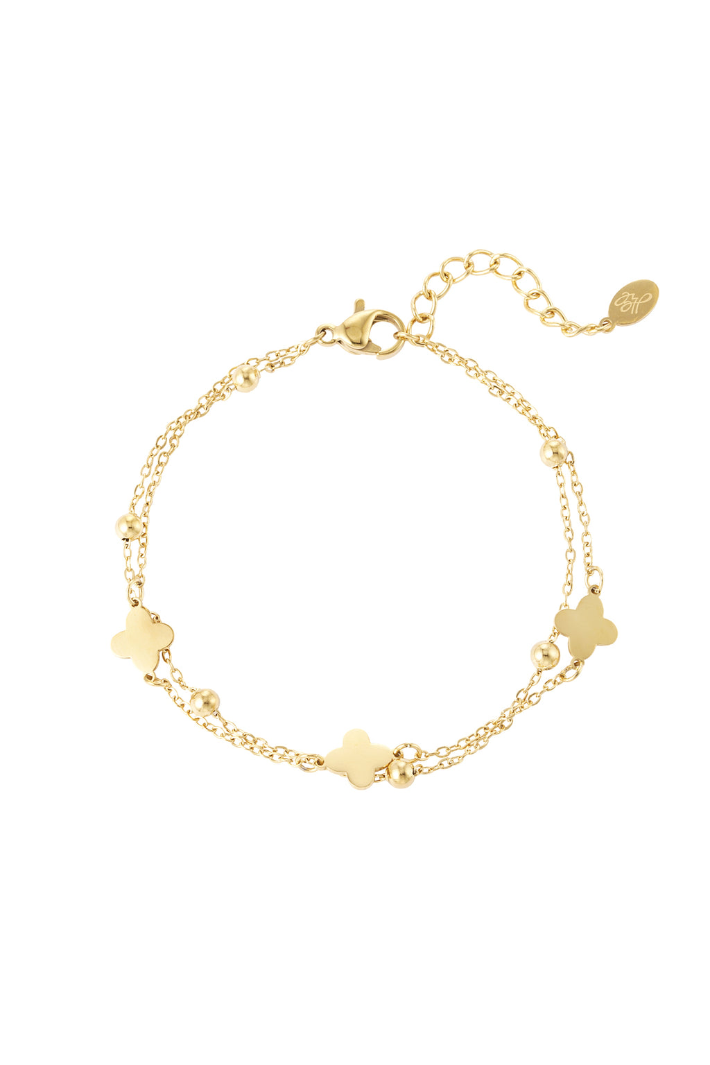 pulsera doble trébol/bolas