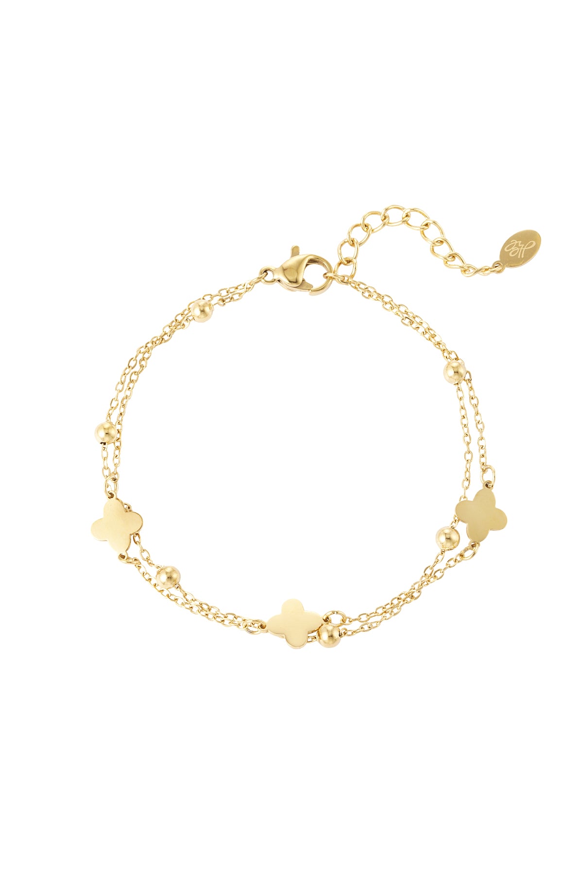 pulsera doble trébol/bolas