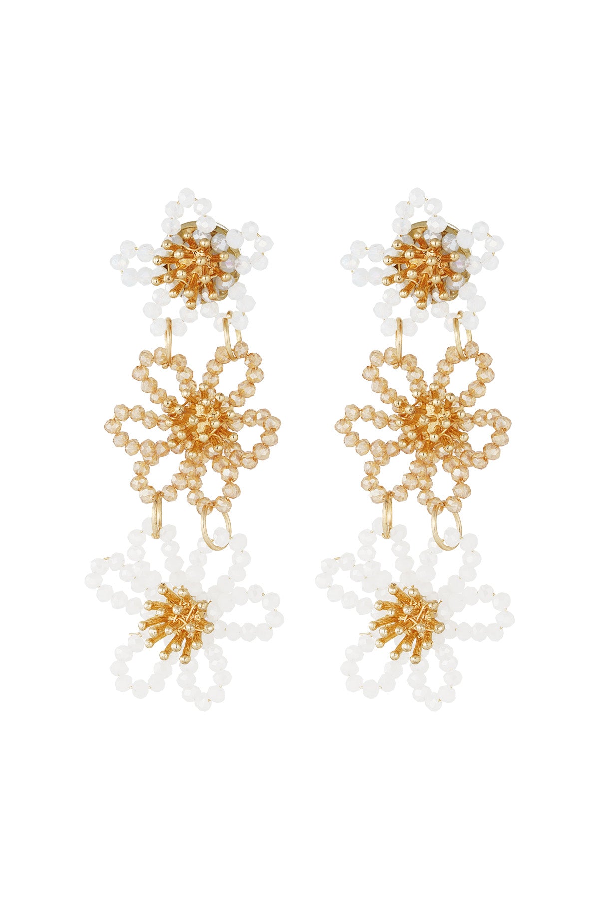Pendientes llamativos de fiesta de flores - naranja/púrpura