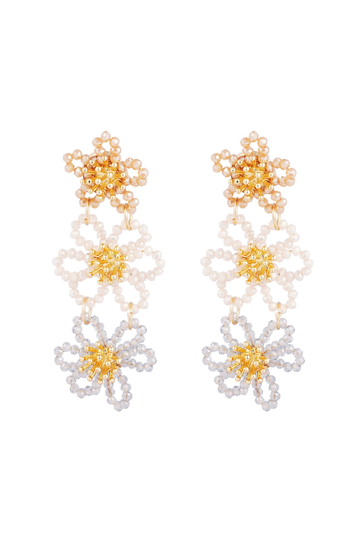Pendientes llamativos de fiesta de flores - naranja/púrpura