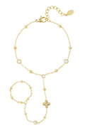 Elegant Hand Chain Bracelet in Silver & Gold