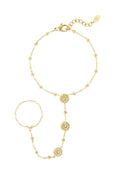 Elegant Hand Chain Bracelet in Silver & Gold
