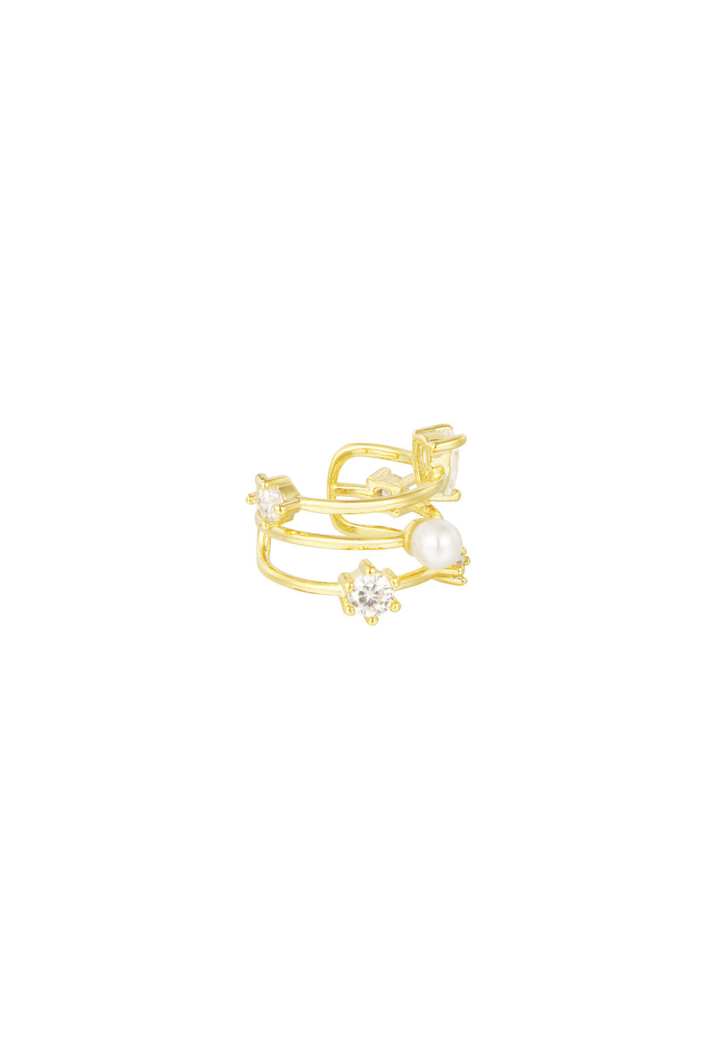 Pendiente tipo brazalete Pearl Glow - dorado