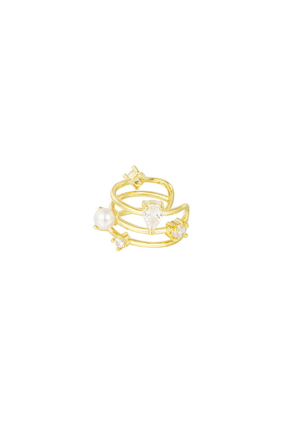 Pendiente tipo brazalete Pearl Glow - dorado