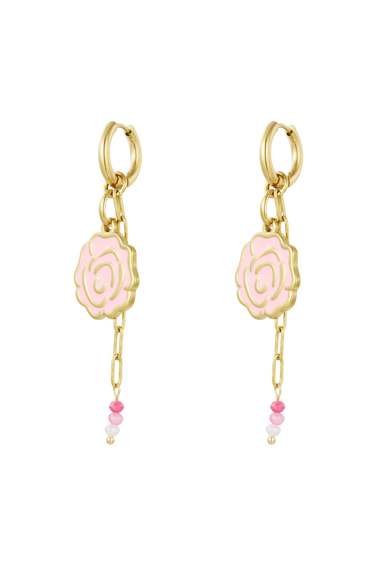Pendientes corazón rosa