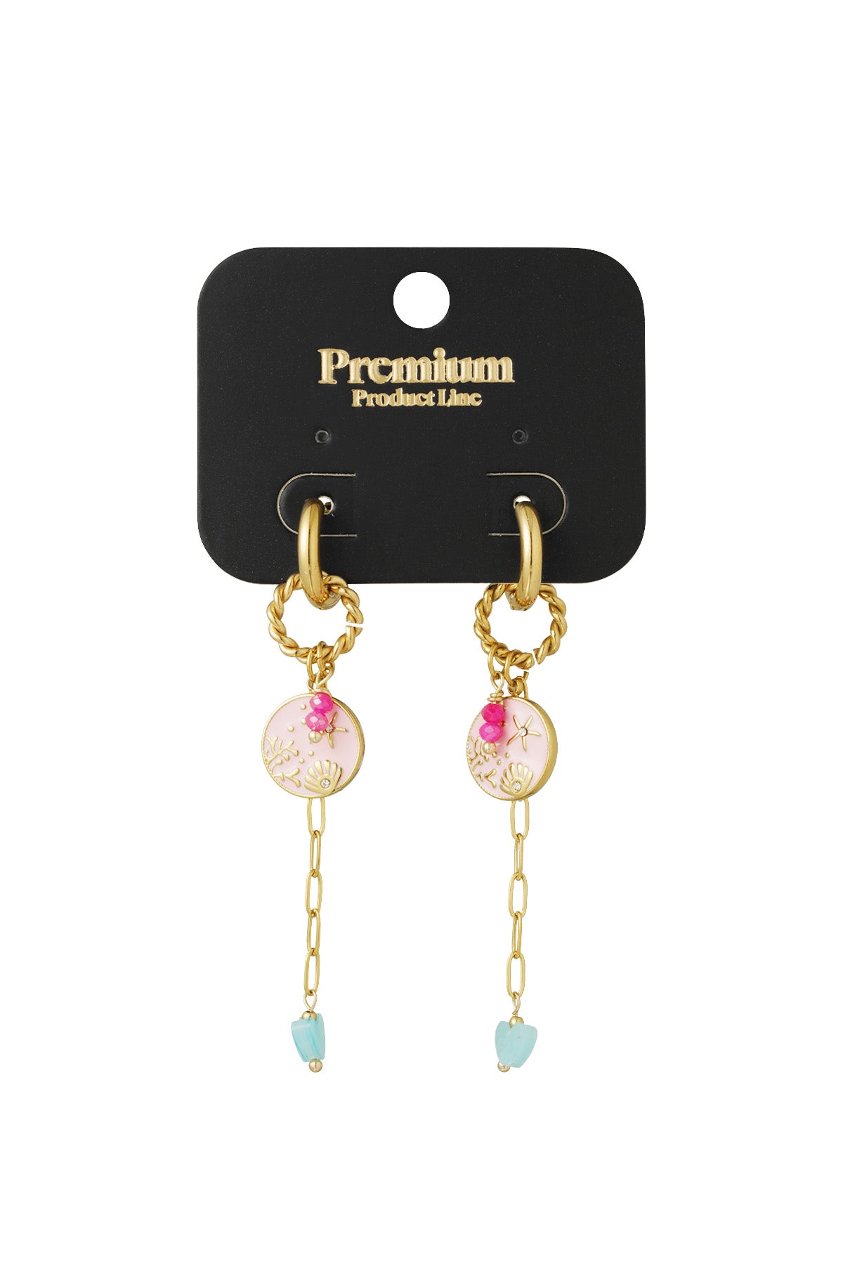 Elegant Pink Drop Earrings in 304S Steel