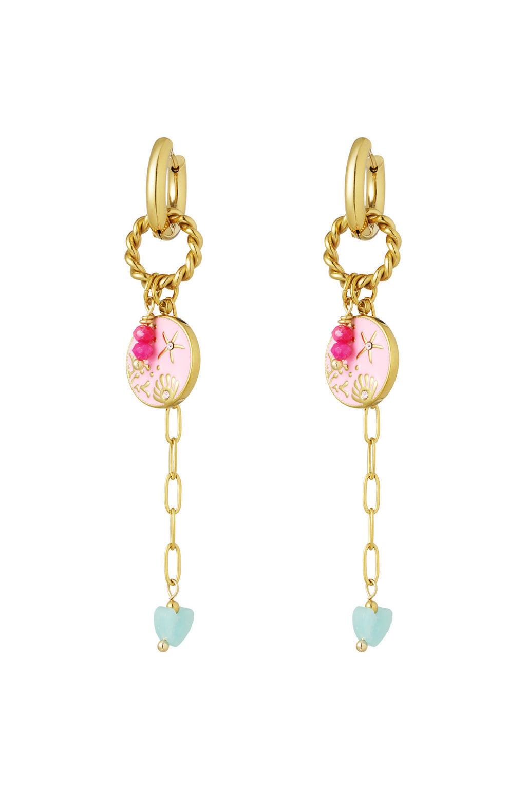 Elegant Pink Drop Earrings in 304S Steel