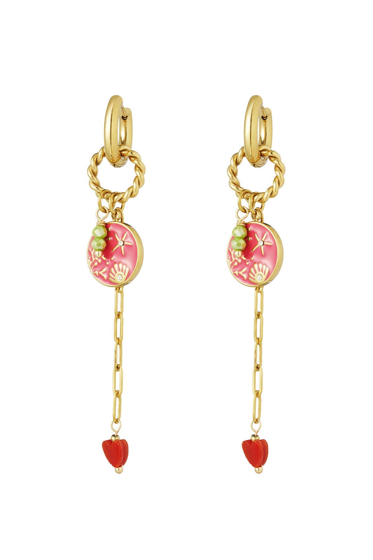 Elegant Pink Drop Earrings in 304S Steel